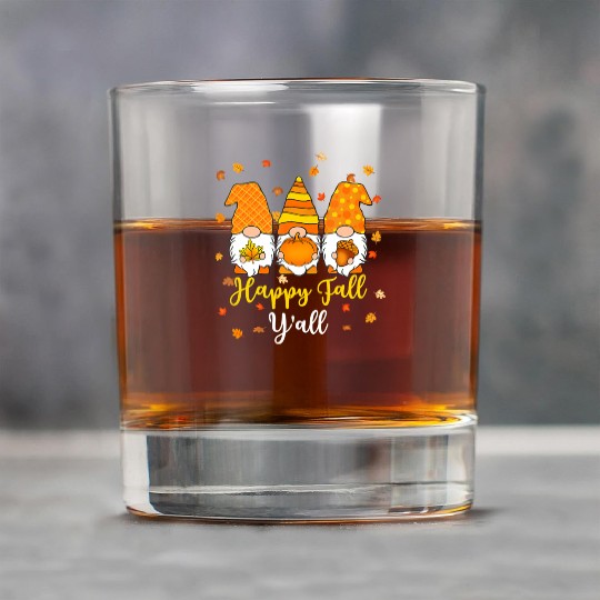 Happy Fall Y'all Cute Gnome Autumn Funny Rock Glasses