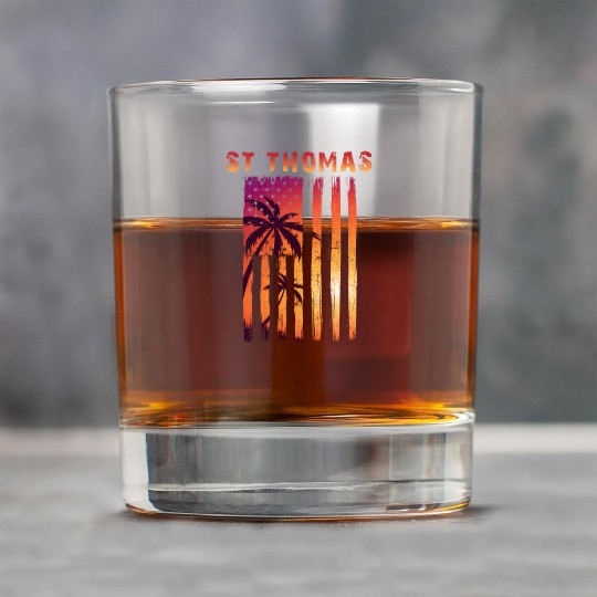 St Thomas Us Virgin Islands Patriotic Flag Rock Glasses