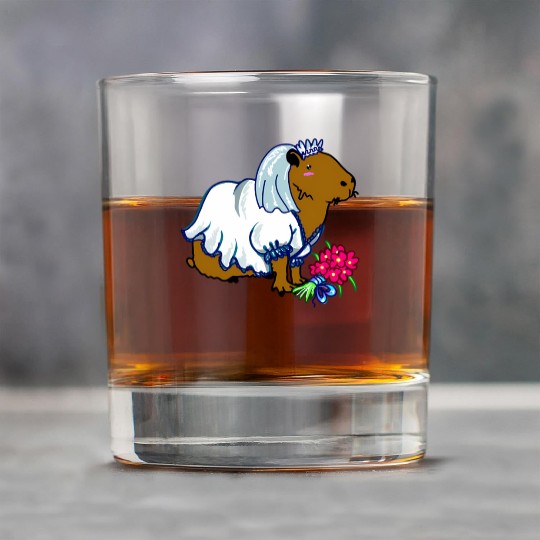 Capybara Bride In A Wedding Dress Illustration Rock Glasses