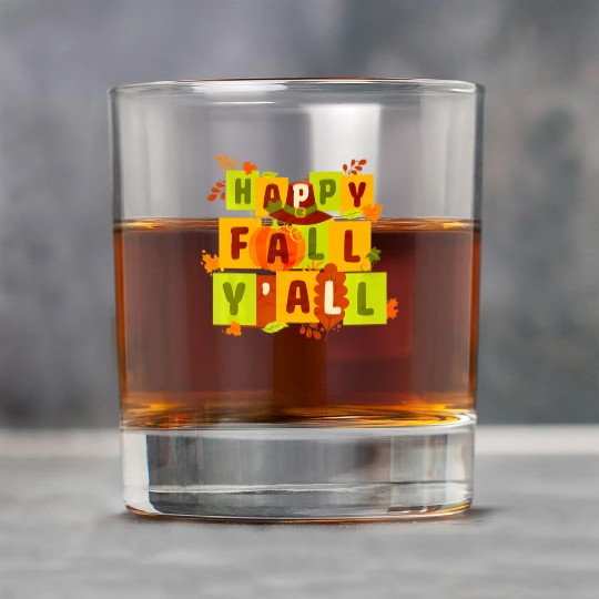 Autumn Quote Happy Fall Y'all Leaves Fall Rock Glasses