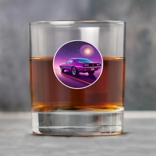 Nostalgic Retro 80s Purple Vaporwave Muscle Car Rock Glasses