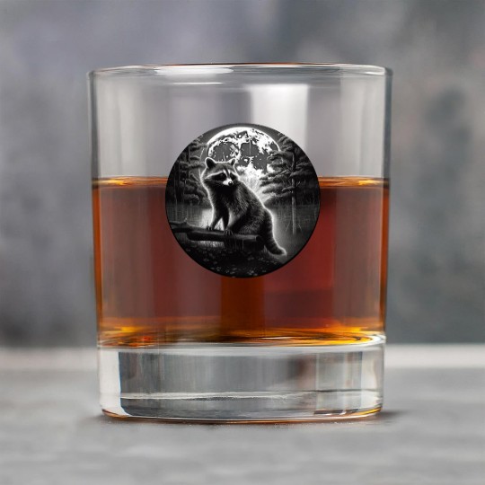 Raccoon Moon Forest Artwork Animal Art Raccoon Rock Glasses