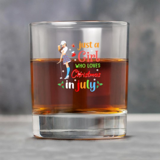 Just A Girl Who Loves Christmas In July Golf Rock Glasses