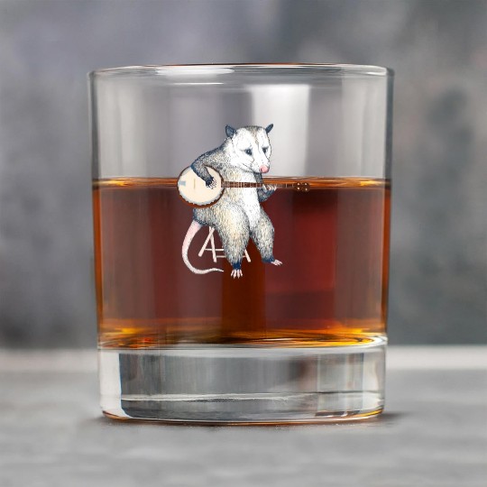 Opossum Playing Banjo Guitar Possum Live Weird Rock Glasses