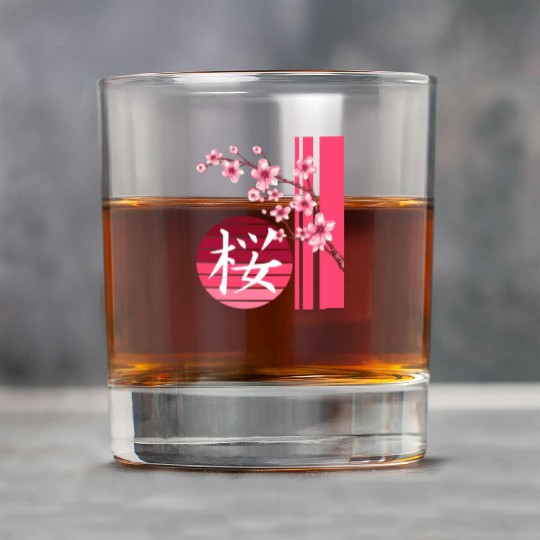 Sakura Flowers Spring Cherry Blossoms Japanese Kan Rock Glasses