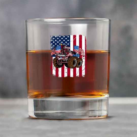 US Patriot American Monster Trucks USA Fan Rock Glasses