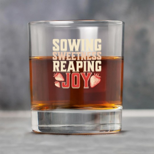 Strawberry Farmer, Sowing Sweetness Reaping Joy Rock Glasses