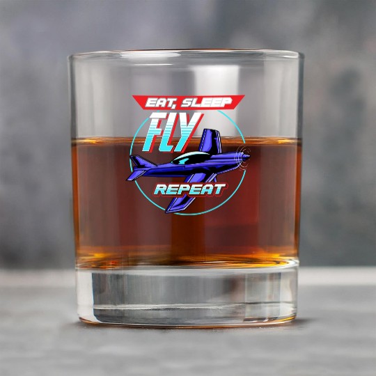 Eat Sleep Fly Repeat Airplane Pilot Aviation Pun Rock Glasses