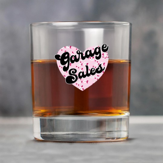 Garage Sales pink floral heart Rock Glasses