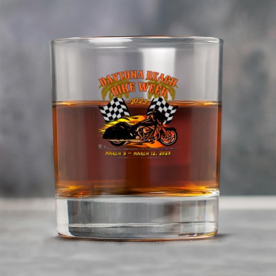 Daytona Beach Bike Week 2023 Checkered Flag Front Rock Glasses