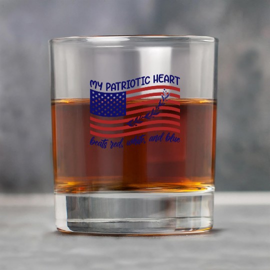 My patriotic heart beats red white and blue Rock Glasses