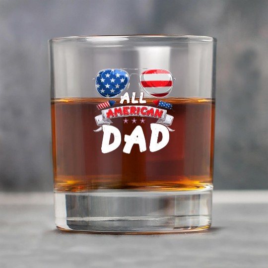 All American Dad US Patriots Fathers America Party Rock Glasses