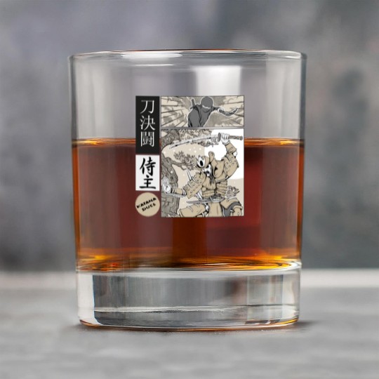 Katana Samurai Vs Ninja Warrior Comic Strip style Rock Glasses