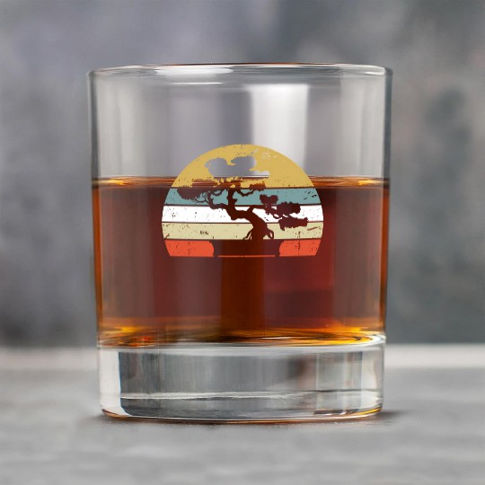 Japanese Sunset Zen Buddhist Bonsai Rock Glasses