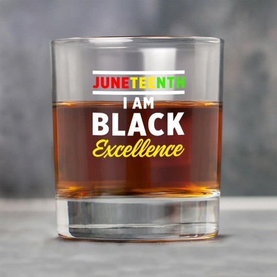 Juneteenth Excellence Black African American Flag Rock Glasses