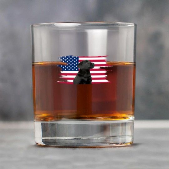American Flag Dog Black Lab Puppy Rock Glasses