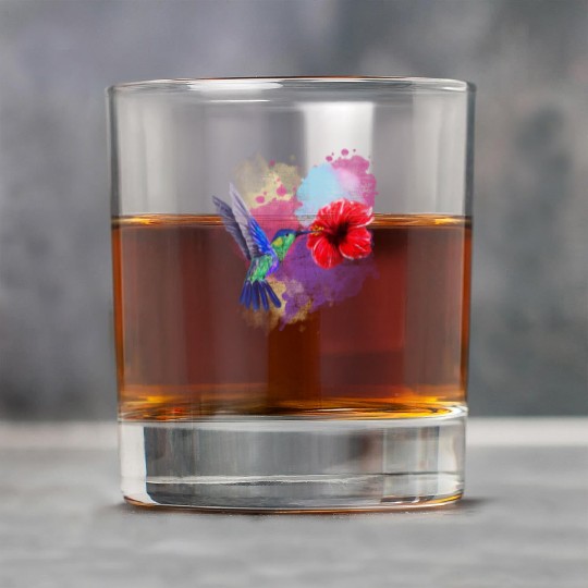 Pretty Bird Animal Hibiscus Flower Hummingbird Rock Glasses