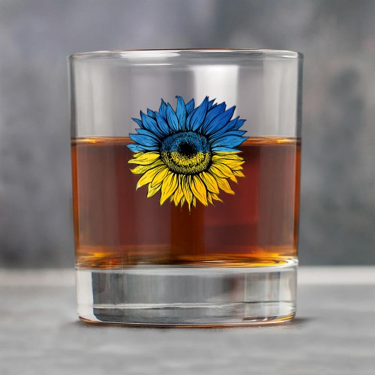 Sunflower Ukraine Ukrainian Flag Stand With Ukrain Rock Glasses