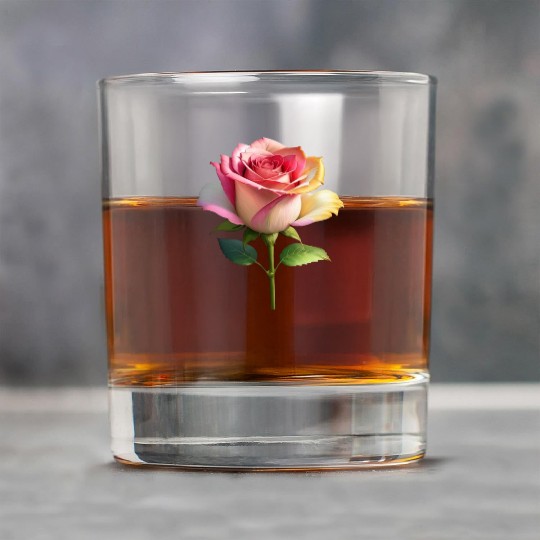 A vintage style of colorful fancy roses. Rock Glasses