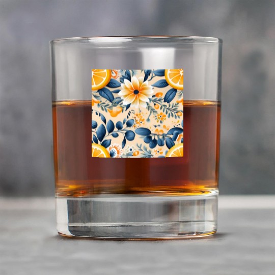 Yellow Lemon Floral Detailed Summer Collection 02 Rock Glasses