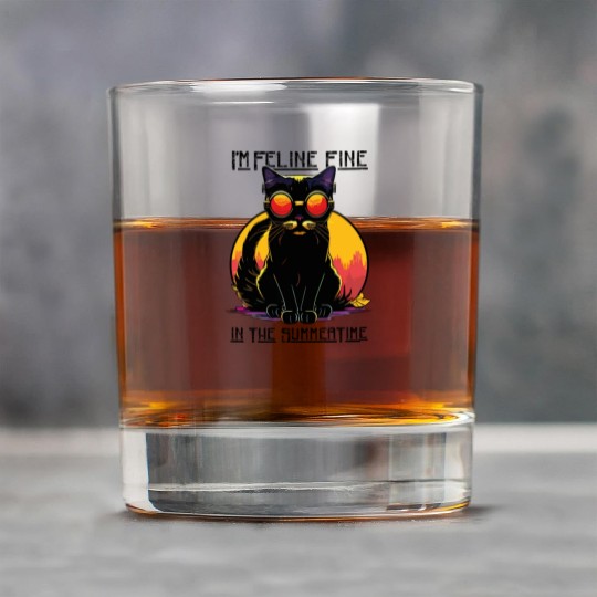 FELINE Fine | Cat Lover Summer Animal Beach Party Rock Glasses