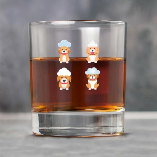 4 Dogs with Cloud - Unique for Dog Lovers Rock Glasses