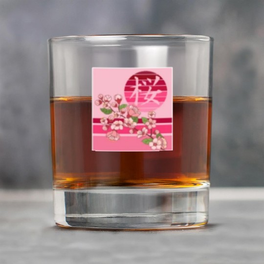 Cherry Blossom Rock Glasses, Sakura Flowers Kanji Pocket