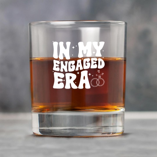 Funny Engagement In My Engaged Era Groovy Wedding Rock Glasses