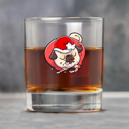 Pug Elf Candy Cane Rock Glasses