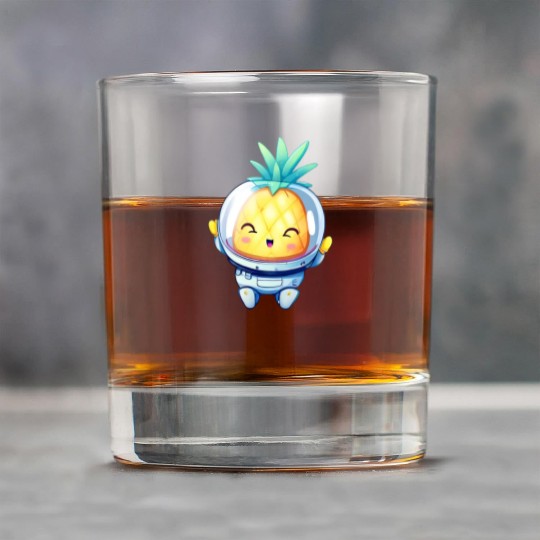 Kawaii astronauts pineapple Rock Glasses