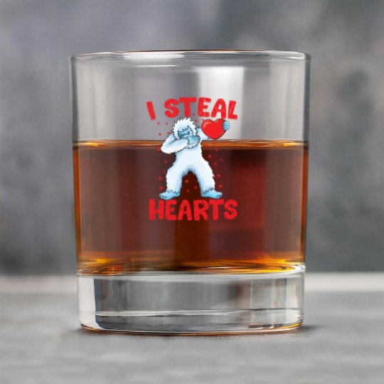 Dabbing Yeti Holding Heart Bigfoot Lover Yeti Rock Glasses