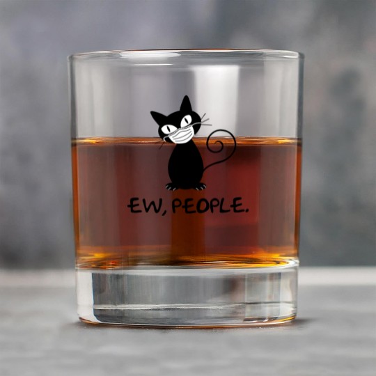Funny Ew People Black Cat Face Mask Rock Glasses