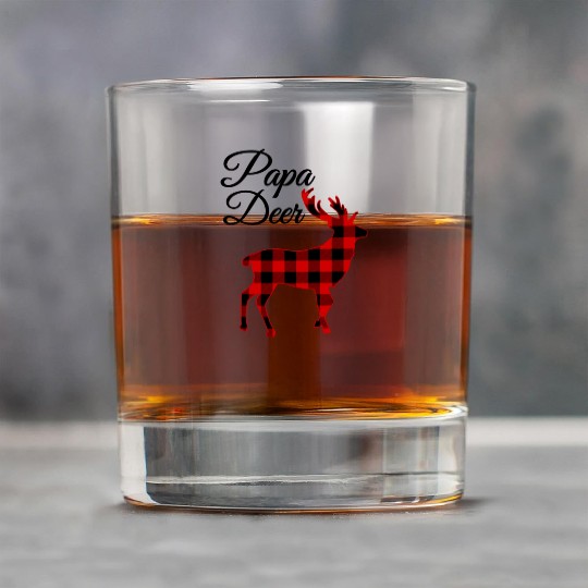 Buffalo Plaid Christmas Deer Rock Glasses