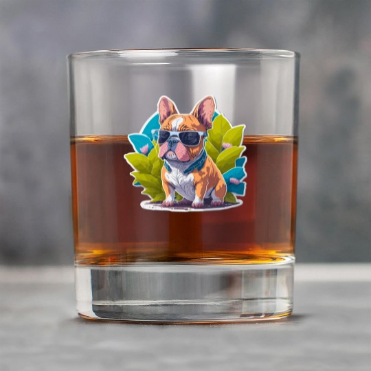 Frenchie Flower Splash Rock Glasses