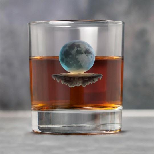 3 Dimensional (3D) Full Moon and Floating Island Rock Glasses