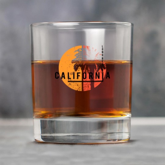 Long Beach California Cool Native Palm Tree Rock Glasses