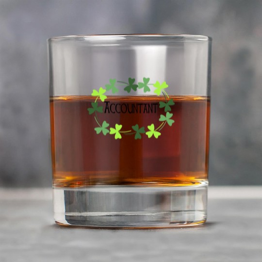 Accountant Green Shamrock Oval Rock Glasses