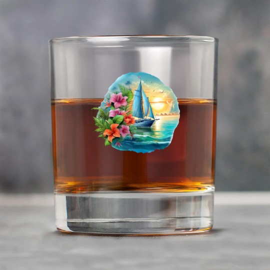 Sailing Ship Sailing Orchids Flowers Sailboat Rock Glasses