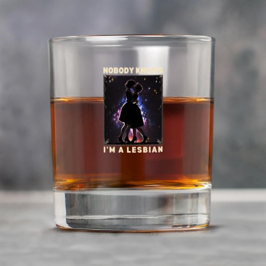Nobody Knows I'm a Lesbian Couple Kissing LGBTQ Rock Glasses