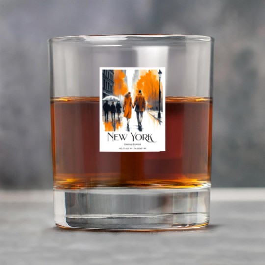 Watercolor painting loving couple in New York City Rock Glasses