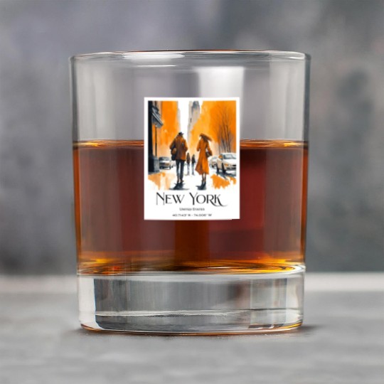 Watercolor painting loving couple in New York City Rock Glasses