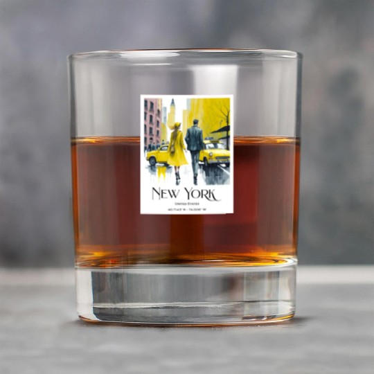 Watercolor painting loving couple in New York City Rock Glasses