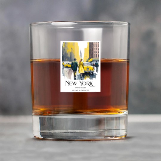 Watercolor painting loving couple in New York City Rock Glasses