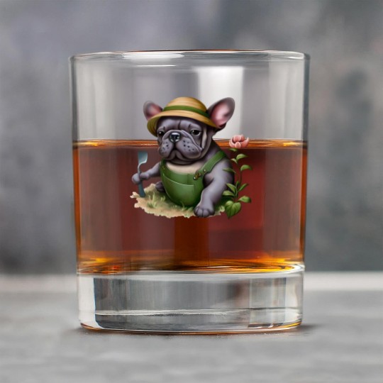 Frenchie in the Flower Garden Rock Glasses