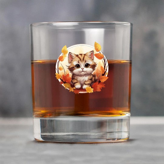 Autumn Cat in Sunset: Sweet Serenity Rock Glasses
