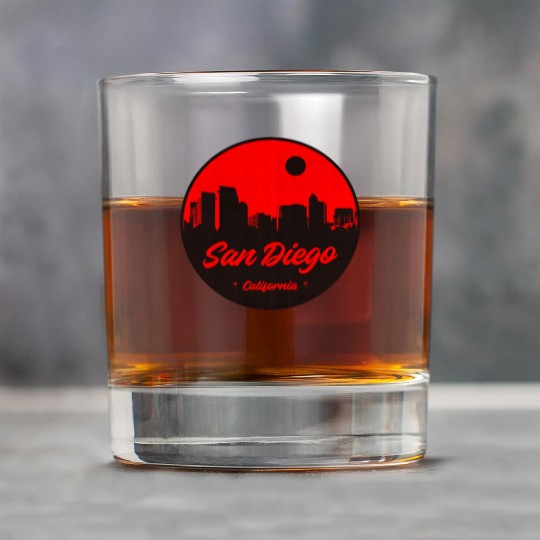 San Diego Skyline Silhouette Badge Rock Glasses