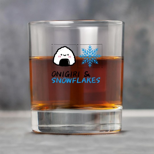 Onigiri and Snowflakes for the Holidays Rock Glasses