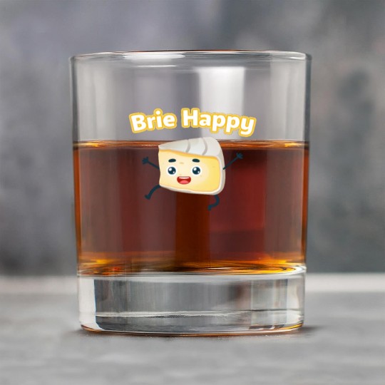 Brie Happy: Cheesy Pun for Cheese Lovers Rock Glasses