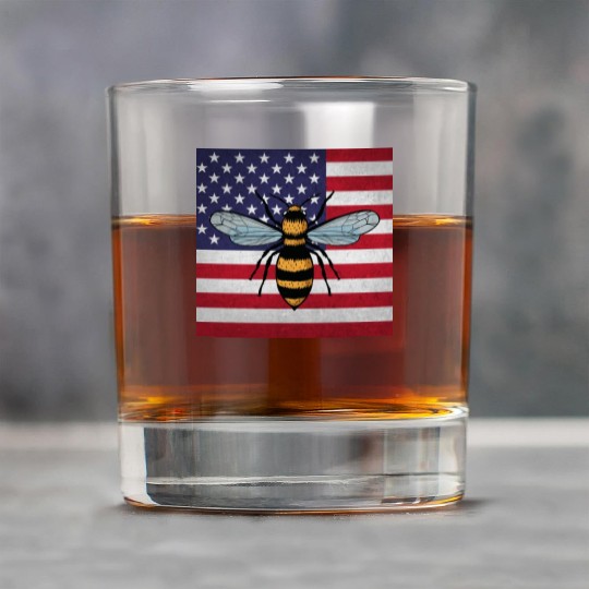 Beekeeper Beekeeping Us Flag Rock Glasses