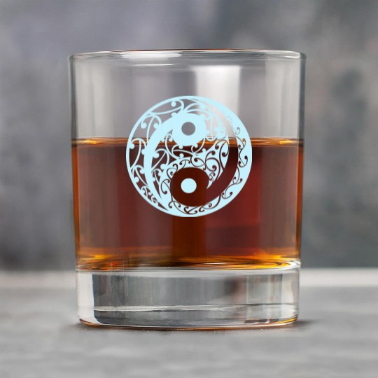 Yin And Yang In A Koru Pattern In A Light Blue Rock Glasses